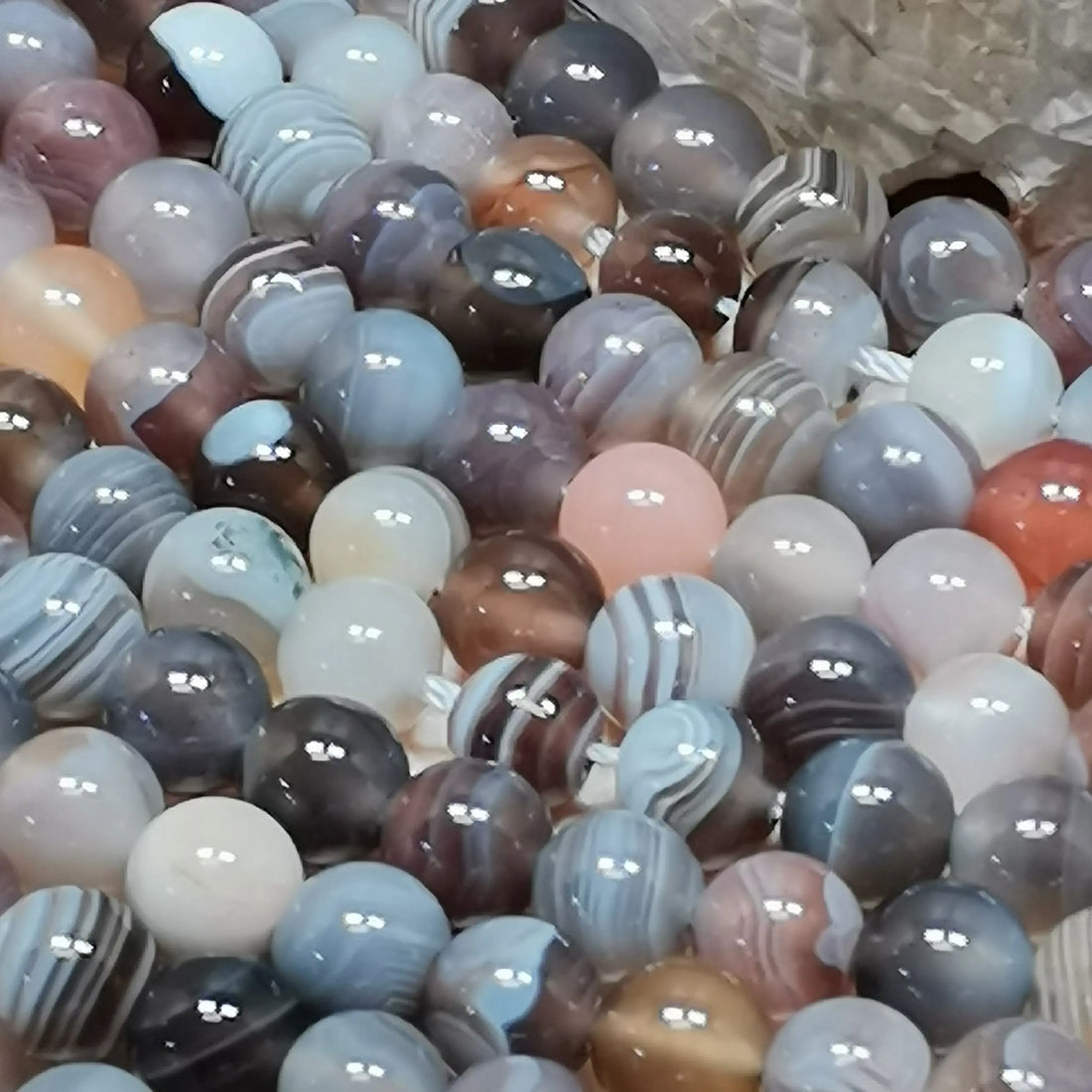 Fil de perles Agate Botswana naturelle ronde 6mm 8mm 10mm | Perle pierre naturelle | Gemmes | Qualité AA+