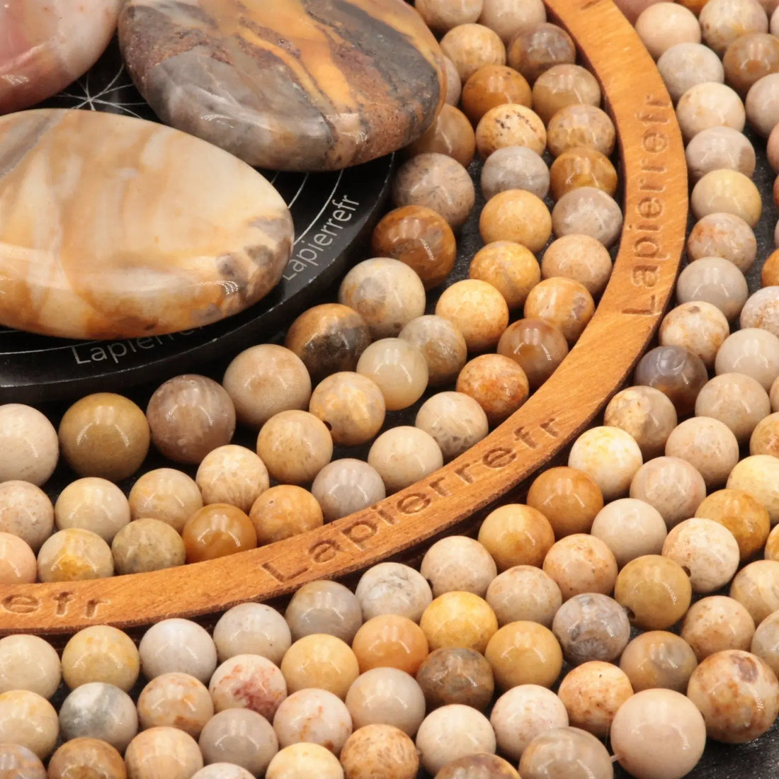 Fil de perles Agate Chrysanthème ronde 4mm 6mm 8mm 10mm | Perle pierre naturelle ronde et lisse