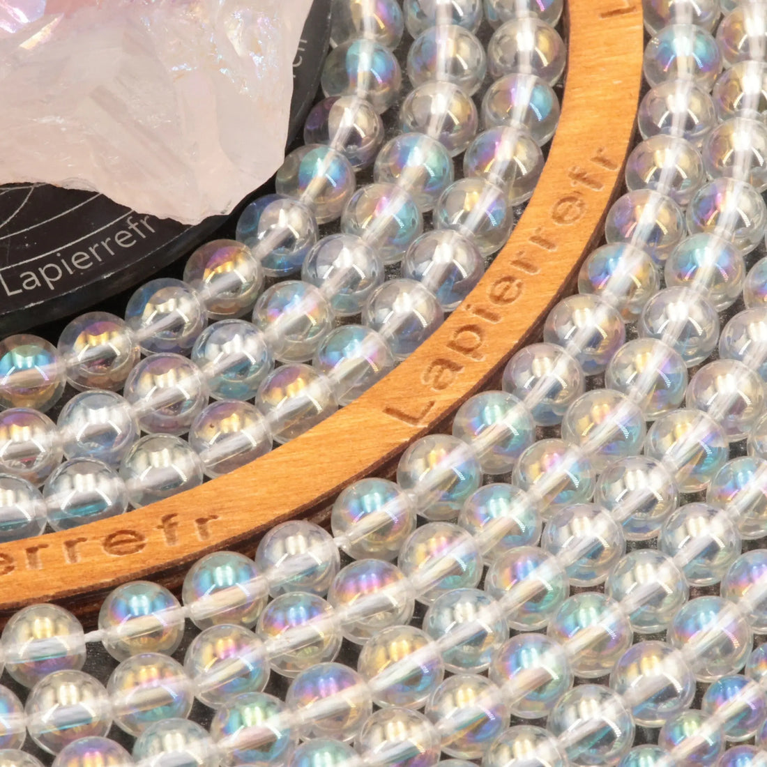 Fil de perles Aqua Aura Angel ronde 6mm 8mm | Perle pierre naturelle ronde et lisse | Gemmes