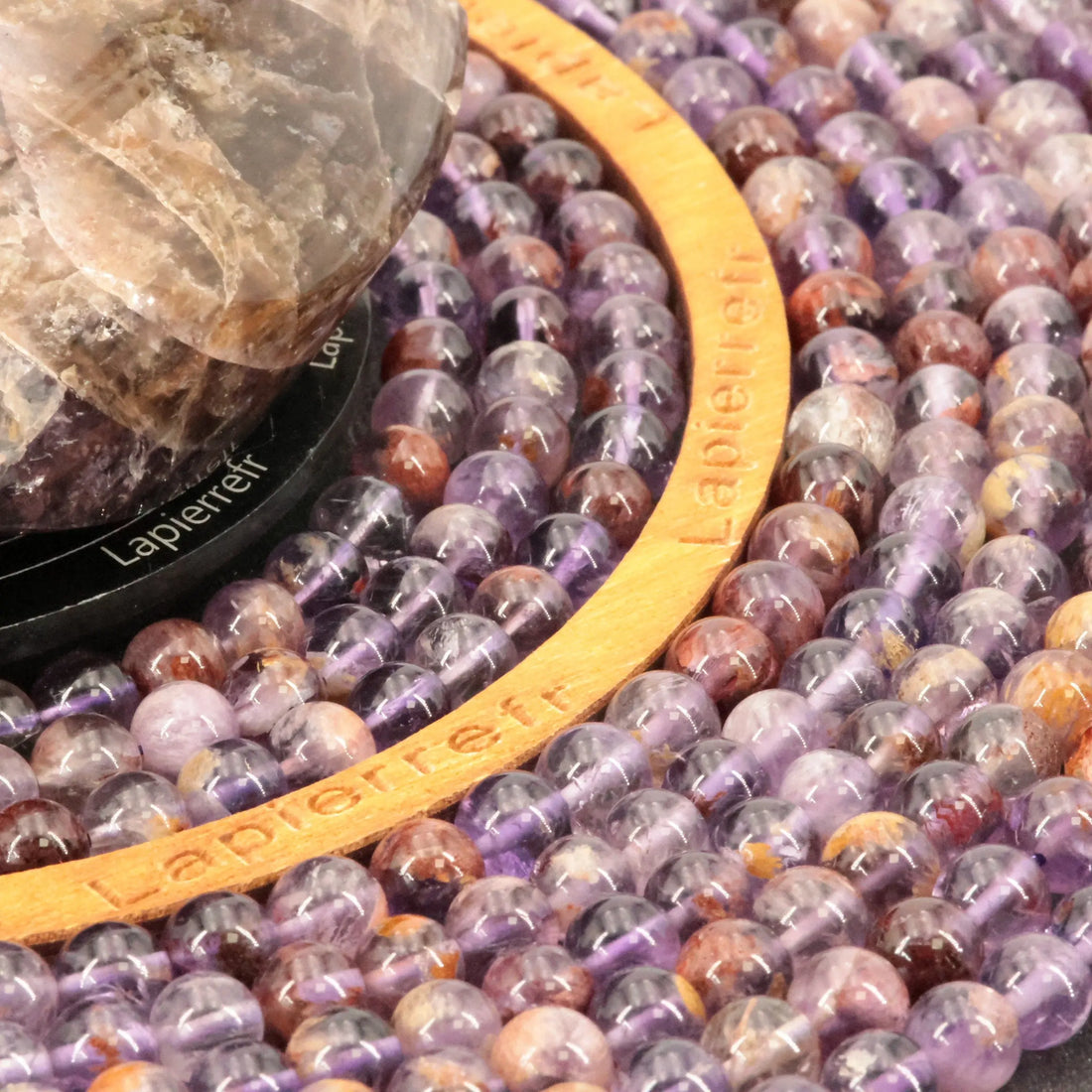 Fil de perles Cacoxénite (super Seven) ronde 6mm 8mm 10mm | Perle pierre naturelle ronde et lisse | Gemmes