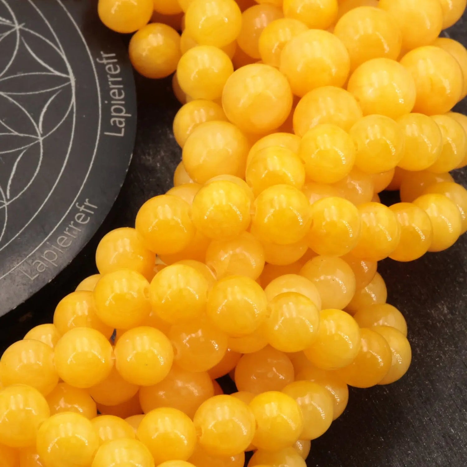 Fil de perles Calcédoine Jaune naturelle ronde 4mm 6mm 8mm 10mm | Perle pierre naturelle | Qualité AAA