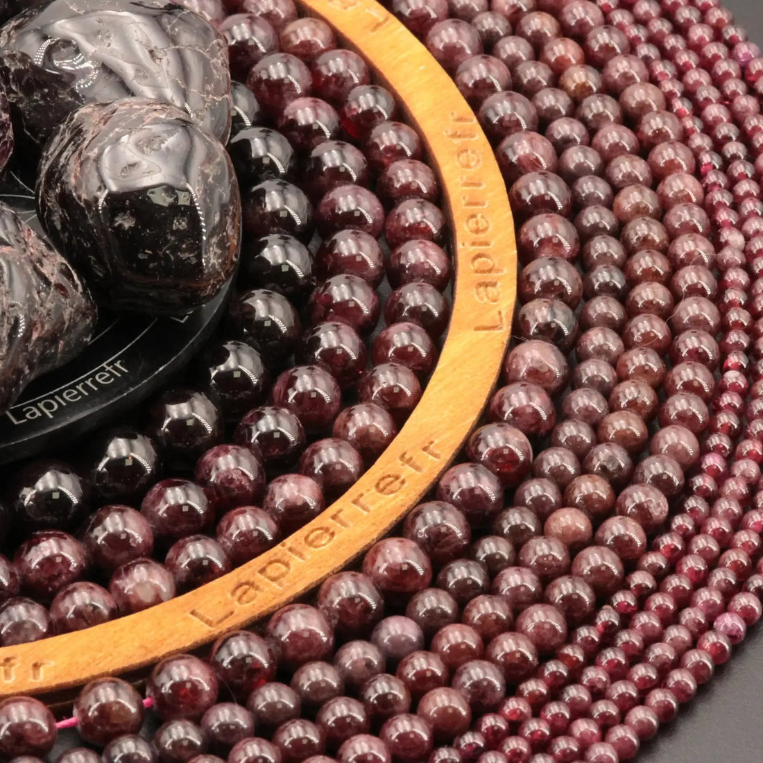 Fil de perles grenat rouge almandin ronde 4mm 6mm 8mm 10mm | Perle pierre naturelle ronde et lisse | Gemmes La Pierre FR