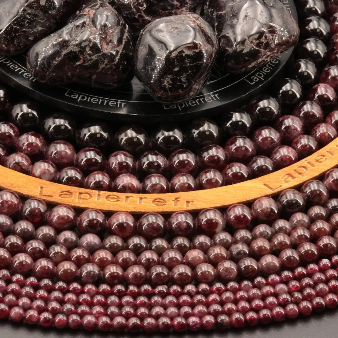 Fil de perles grenat rouge almandin ronde 4mm 6mm 8mm 10mm | Perle pierre naturelle ronde et lisse | Gemmes La Pierre FR