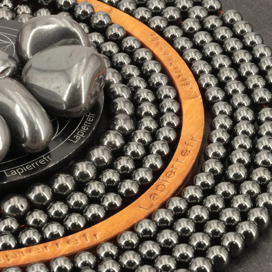 Fil de perles hématite magnétique ronde 4mm 6mm 8mm 10mm | Perle pierre naturelle ronde et lisse | Gemmes