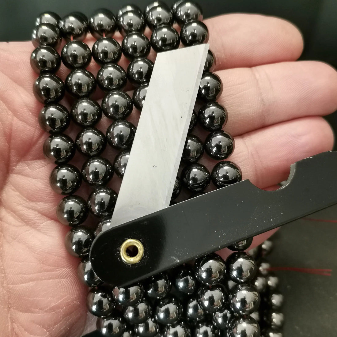 Fil de perles hématite magnétique ronde 4mm 6mm 8mm 10mm | Perle pierre naturelle ronde et lisse | Gemmes