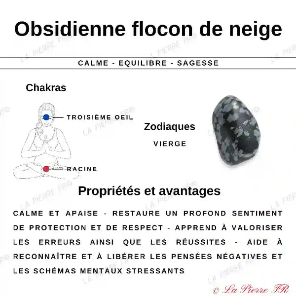 Pendentif cœur en Obsidienne Flocon de Neige