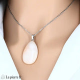 Pendentif goutte aventurine rose, bijou lithothérapie, pierre naturelle