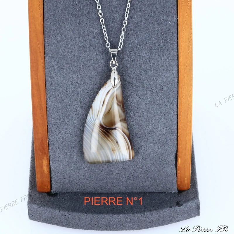 Pendentif Agate Marron du Brésil | Pendentif pierre naturelle - La Pierre FR