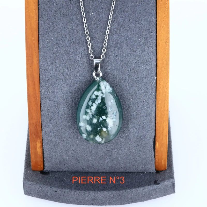 Pendentif Agate Mousse | Pendentif pierre naturelle - La Pierre FR