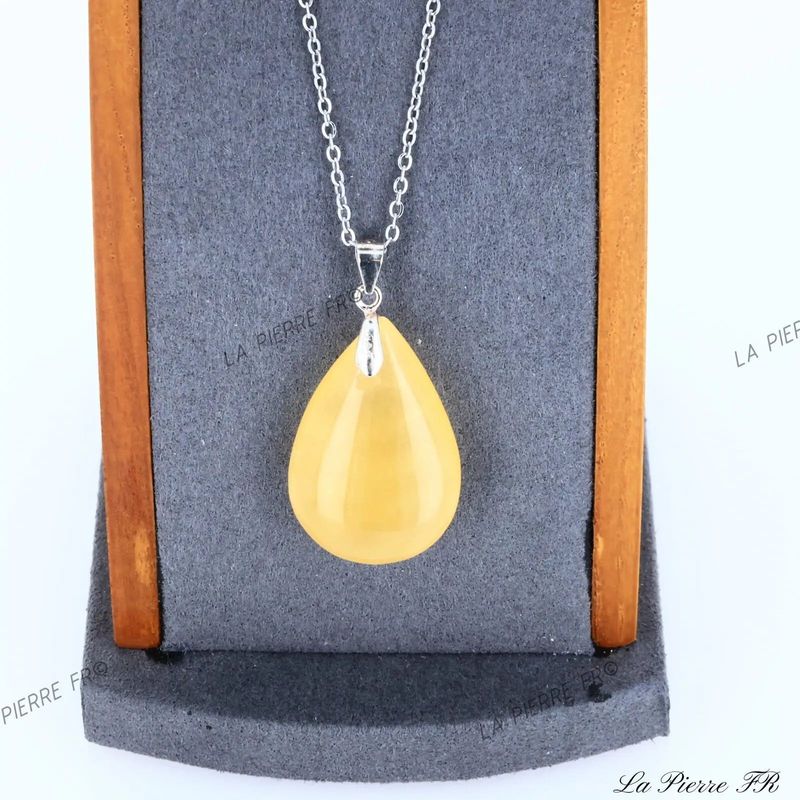 Pendentif Calcite orange du Mexique en forme goutte - La Pierre FR