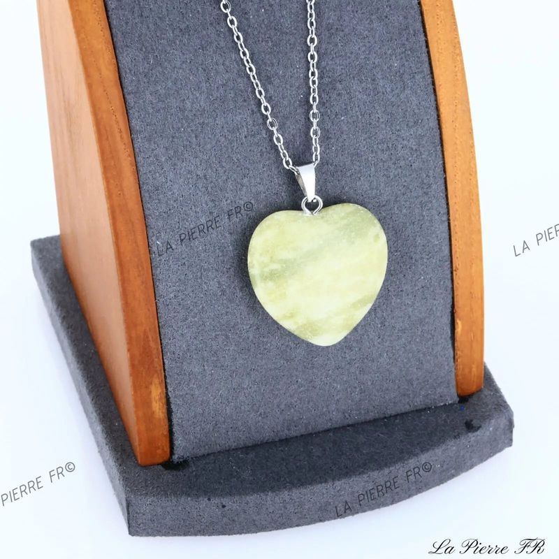 Pendentif Jade vert | Pendentif cœur en pierre naturelle - La Pierre FR