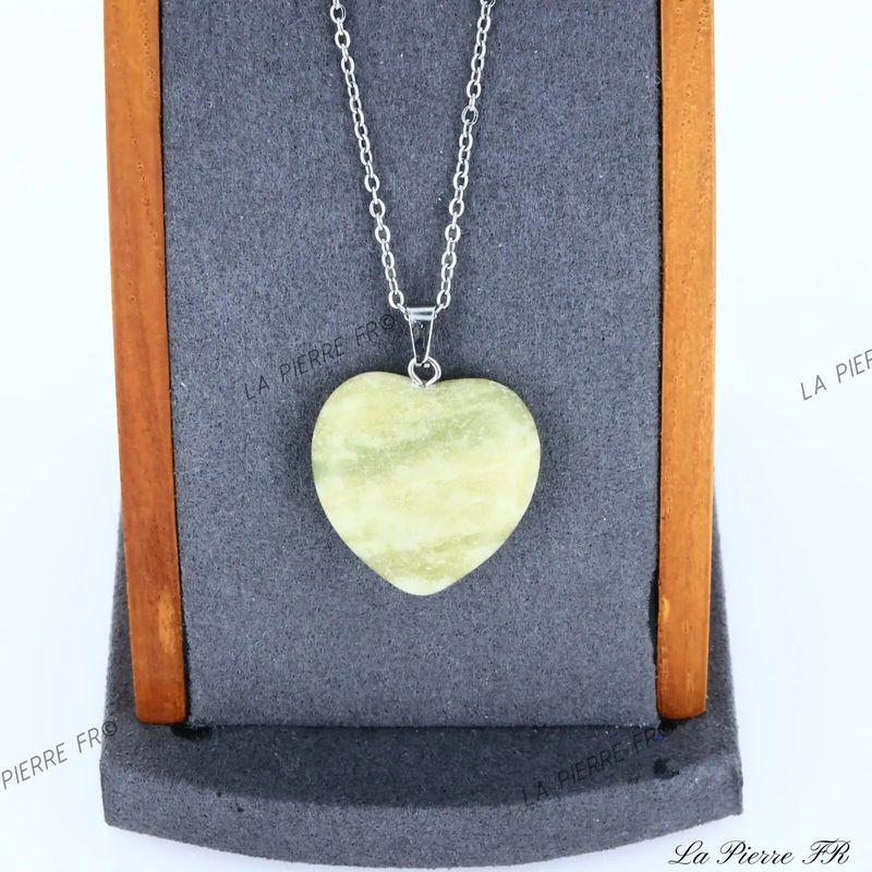 Pendentif Jade vert | Pendentif cœur en pierre naturelle - La Pierre FR