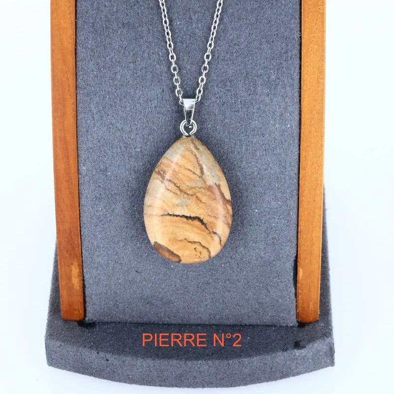 Pendentif Jaspe Paysage | Pendentif pierre naturelle - La Pierre FR