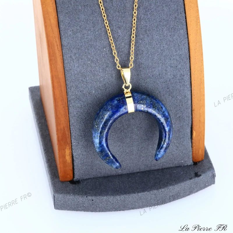 Pendentif Lapis lazuli croissant de lune - La Pierre FR