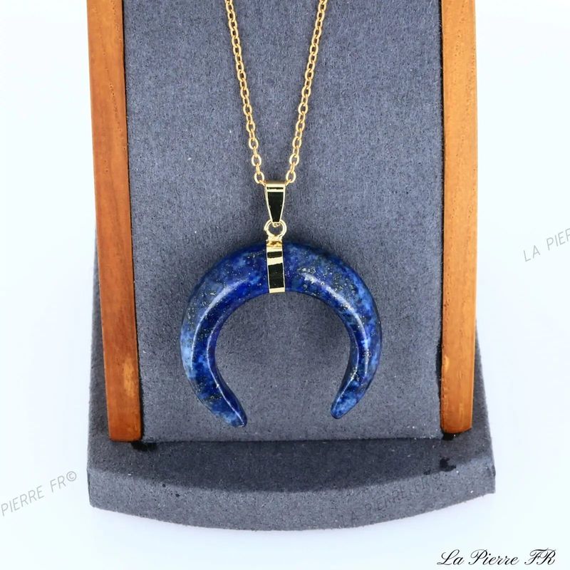 Pendentif Lapis lazuli croissant de lune - La Pierre FR