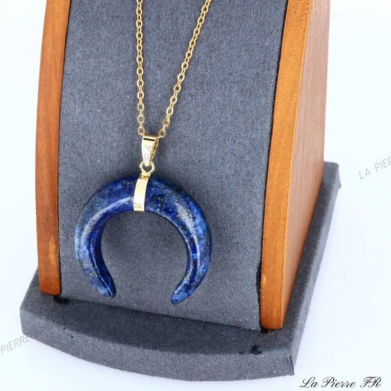 Pendentif Lapis lazuli croissant de lune - La Pierre FR