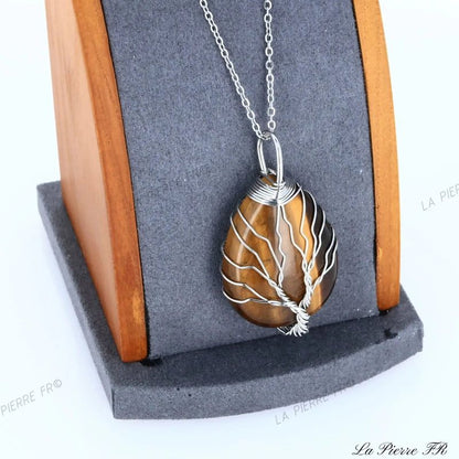 Pendentif Œil de Tigre arbre de vie - La Pierre FR