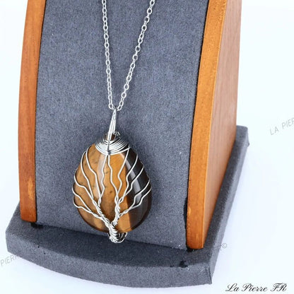 Pendentif Œil de Tigre arbre de vie - La Pierre FR