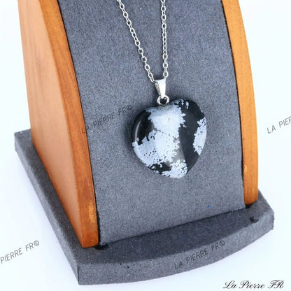 Pendentif Obsidienne neige | Pendentif cœur en pierre - La Pierre FR