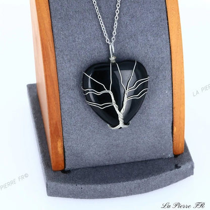 Pendentif Onyx noir arbre de vie - La Pierre FR