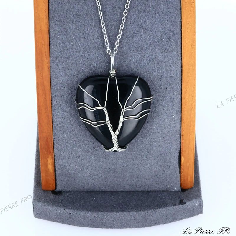 Pendentif Onyx noir arbre de vie - La Pierre FR