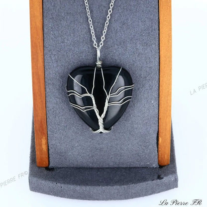 Pendentif Onyx noir arbre de vie - La Pierre FR