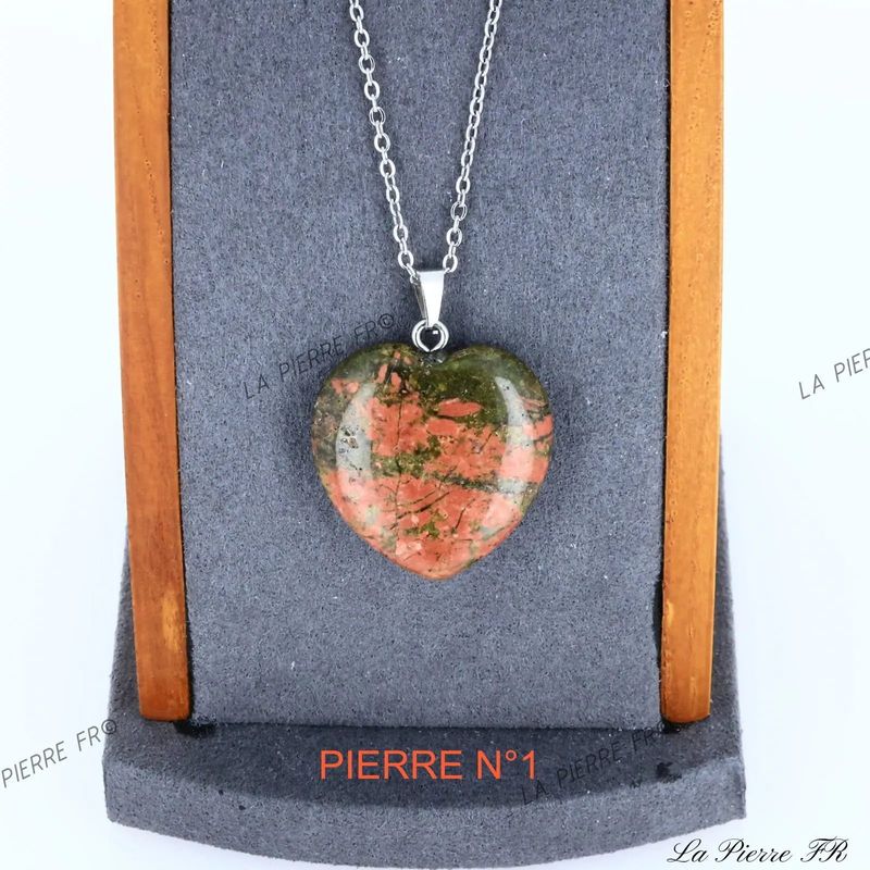 Pendentif Unakite | Pendentif cœur en pierre - La Pierre FR