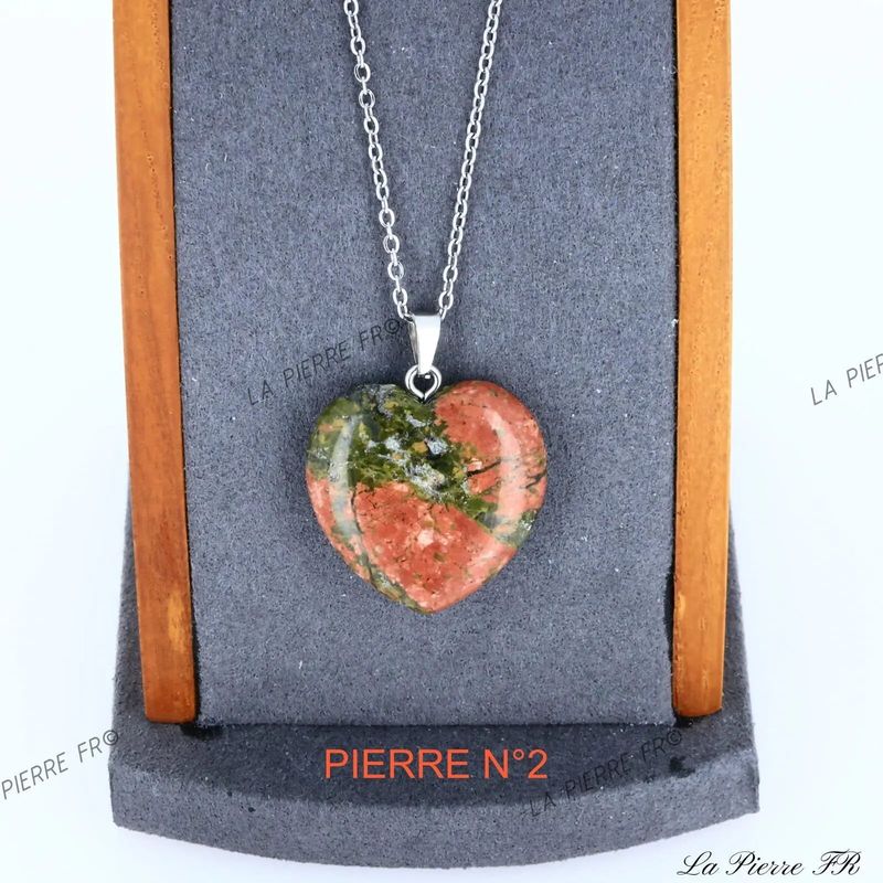 Pendentif Unakite | Pendentif cœur en pierre - La Pierre FR