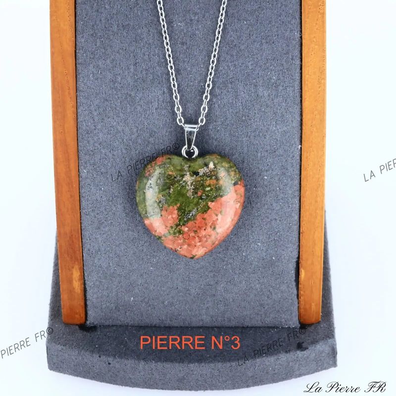 Pendentif Unakite | Pendentif cœur en pierre - La Pierre FR