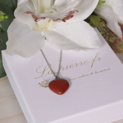 Pendentif cœur en jaspe rouge - La Pierre FR