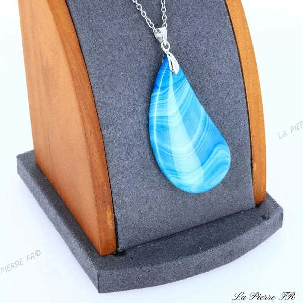 Pendentif agate bleue en forme de goutte