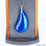 Pendentif larme en pierre d'agate bleue - La Pierre FR