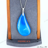 Pendentif larme en pierre d'agate bleue - La Pierre FR