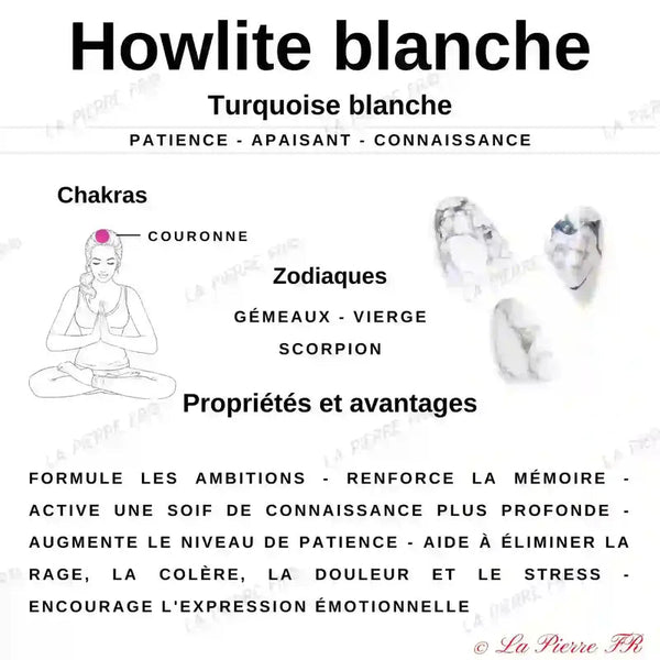 Perles Howlite blanche en pierre naturelle ronde - La Pierre FR