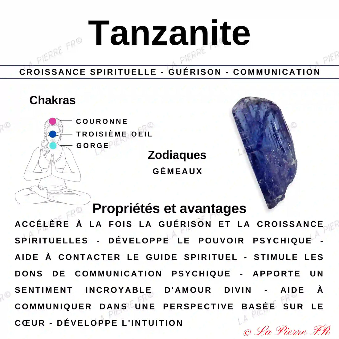Vertus du collier pierres naturelles en Tanzanite La Pierre Fr