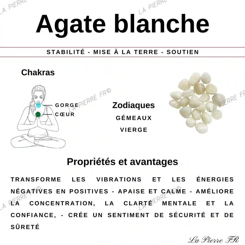 Pierre Agate blanche zonée - Lot de 4 Pierres Roulées