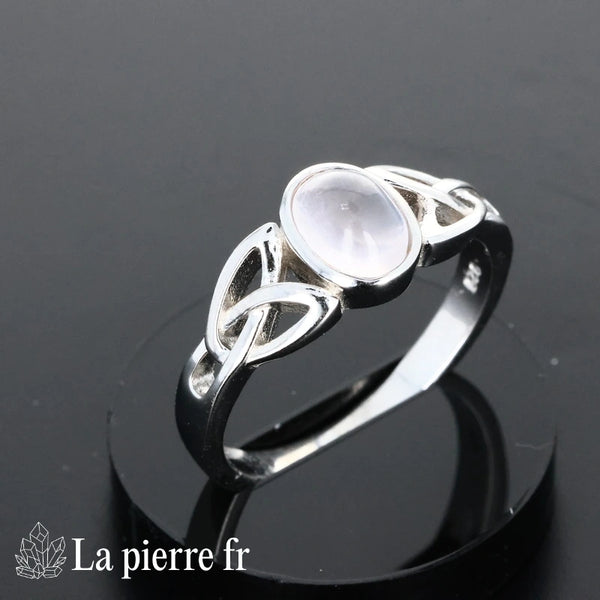 Bague Quartz Rose véritable en argent pour femme - La Pierre Fr