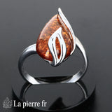 Bague ambre véritable en argent pour femme - La Pierre Fr