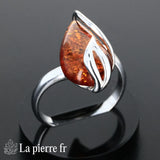 Bague ambre véritable en argent pour femme - La Pierre Fr