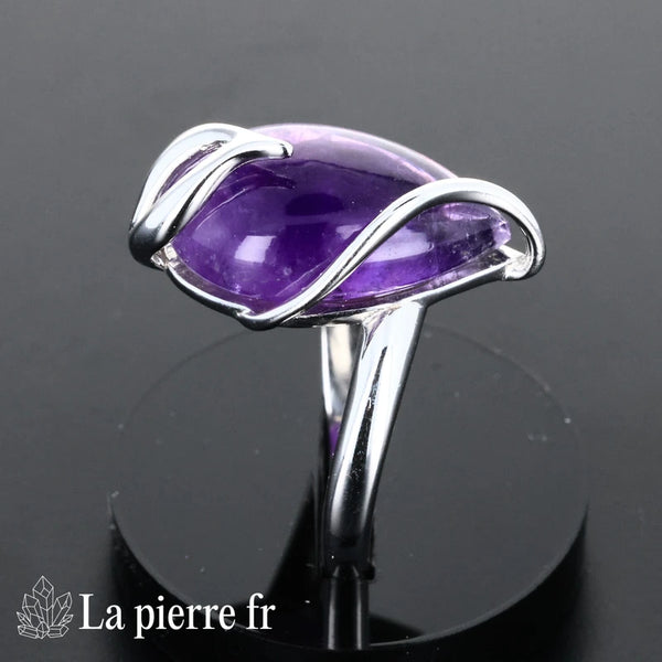 Bague Améthyste véritable en argent pour femme - La Pierre Fr