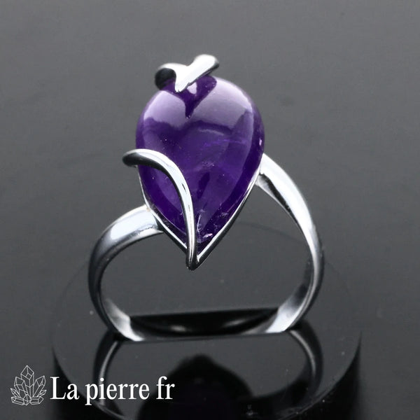 Bague Améthyste véritable en argent pour femme - La Pierre Fr