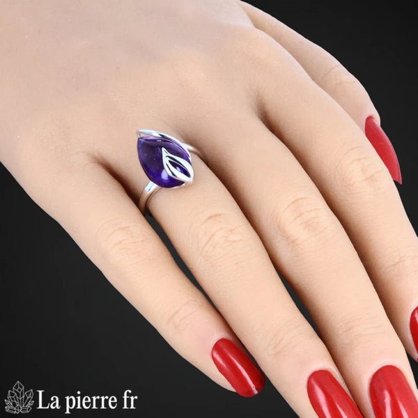 Bague Améthyste véritable en argent pour femme - La Pierre Fr