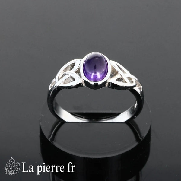 Bague Améthyste véritable en argent pour femme  -la pierre fr 