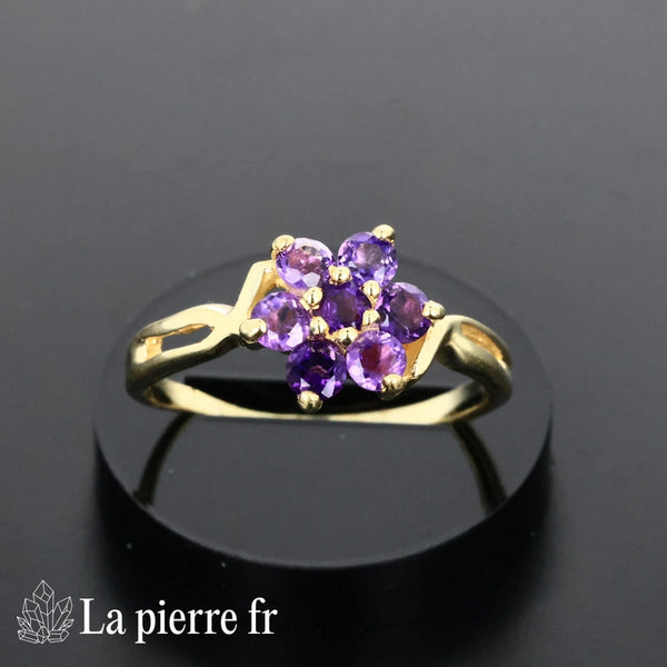 Bague en améthyste véritable plaqué Or 18 carats - La Pierre Fr