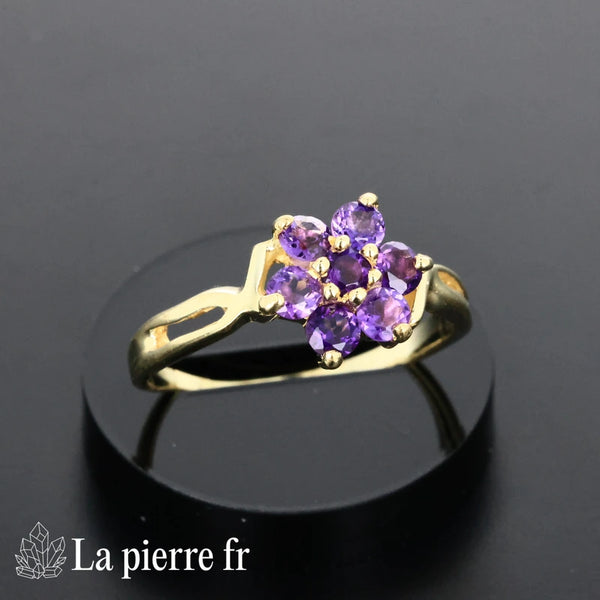 Bague en améthyste véritable plaqué Or 18 carats - La Pierre Fr