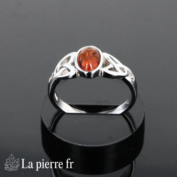 Bague ambre véritable en argent pour femme - La Pierre Fr