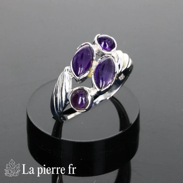 Bague en améthyste véritable et argent pour femme