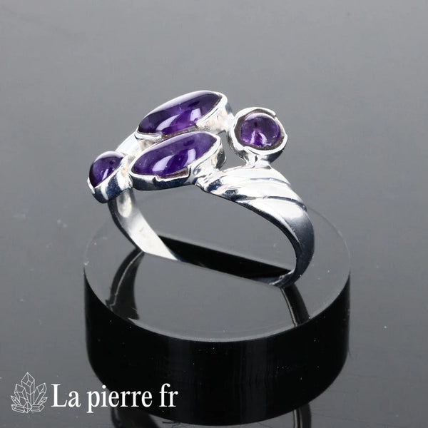 Bague en améthyste véritable et argent pour femme