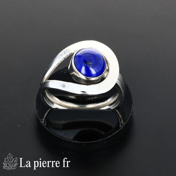 Bague en pierre de Lapis Lazuli « Résonant » - Bijoux lithothérapie en argent rhodié pour femme