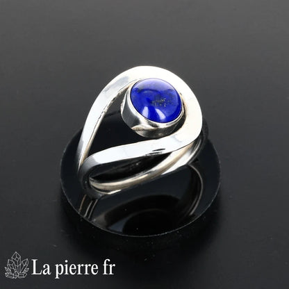 Bague en pierre de Lapis Lazuli « Résonant » - Bijoux lithothérapie en argent rhodié pour femme